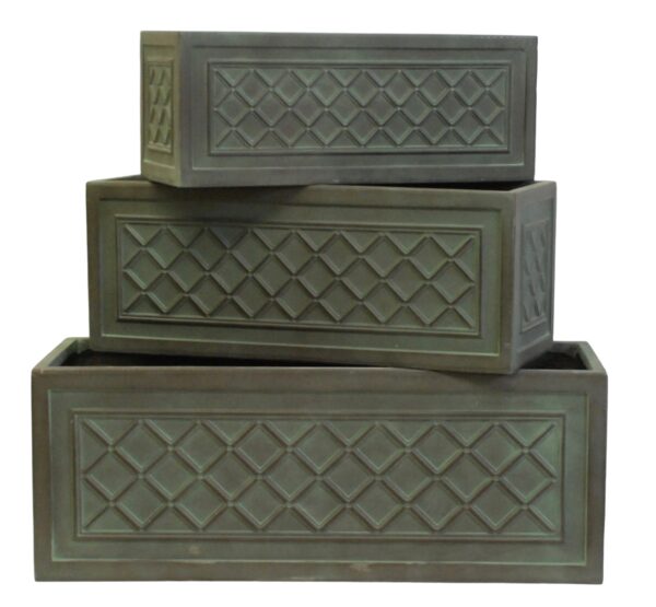 AP8538-VG LATTICE TROUGH PLANTER SET OF 3
